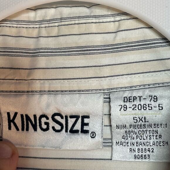 5 for $25🔥King Size White Vertical Striped Button Front Shirt 5XL - Picture 5 of 6